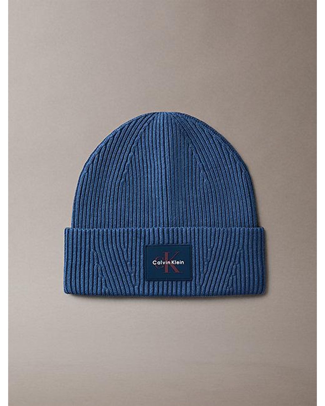 Calvin Klein Blue Signature Logo Beanie for men