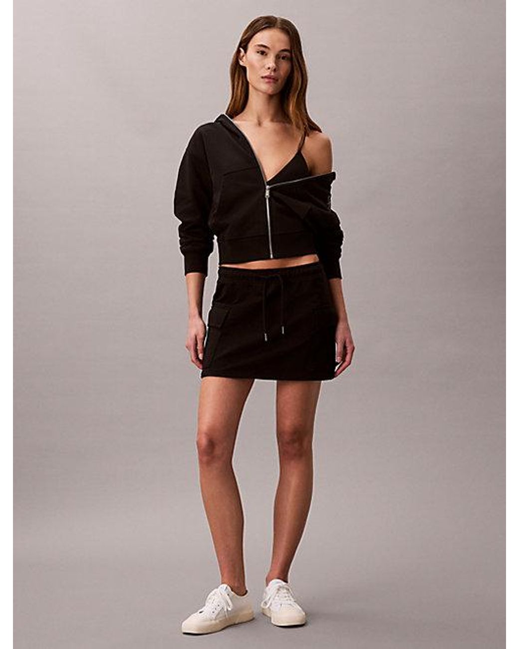 Calvin Klein Brown Jeans Cotton Terry Cargo Mini Skirt