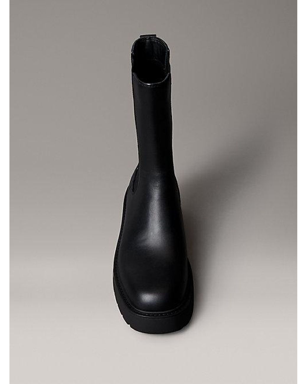 Calvin Klein Black Ck Bold Leather Tall Chelsea Boots
