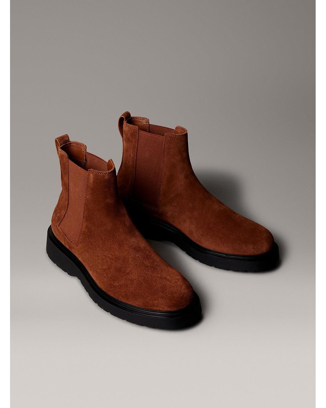 Calvin Klein Brown Suede Chelsea Boots for men