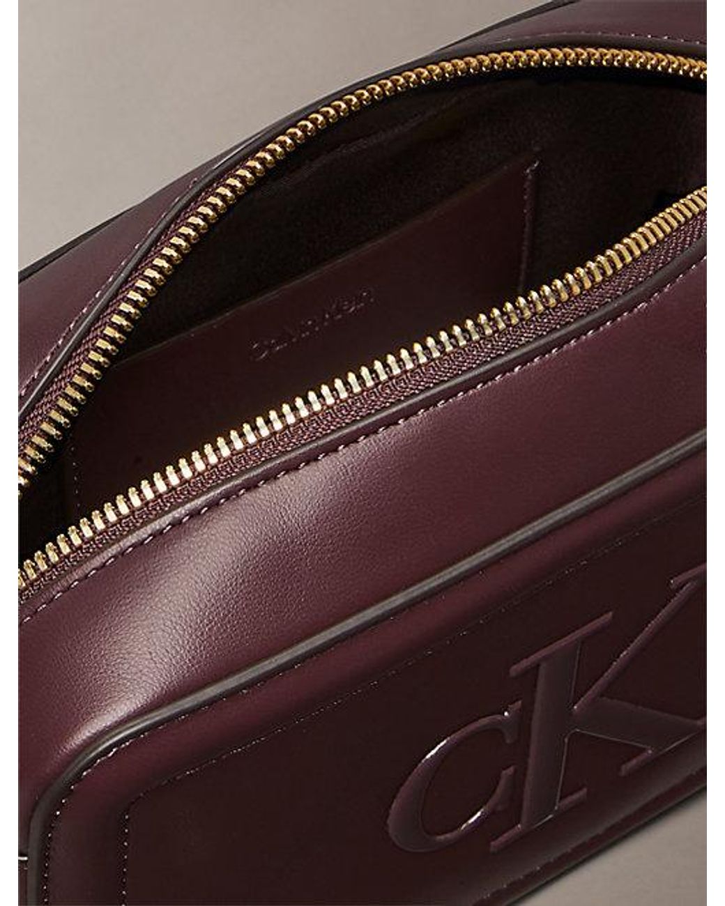Calvin Klein Brown Signature Monogram Crossbody Camera Bag