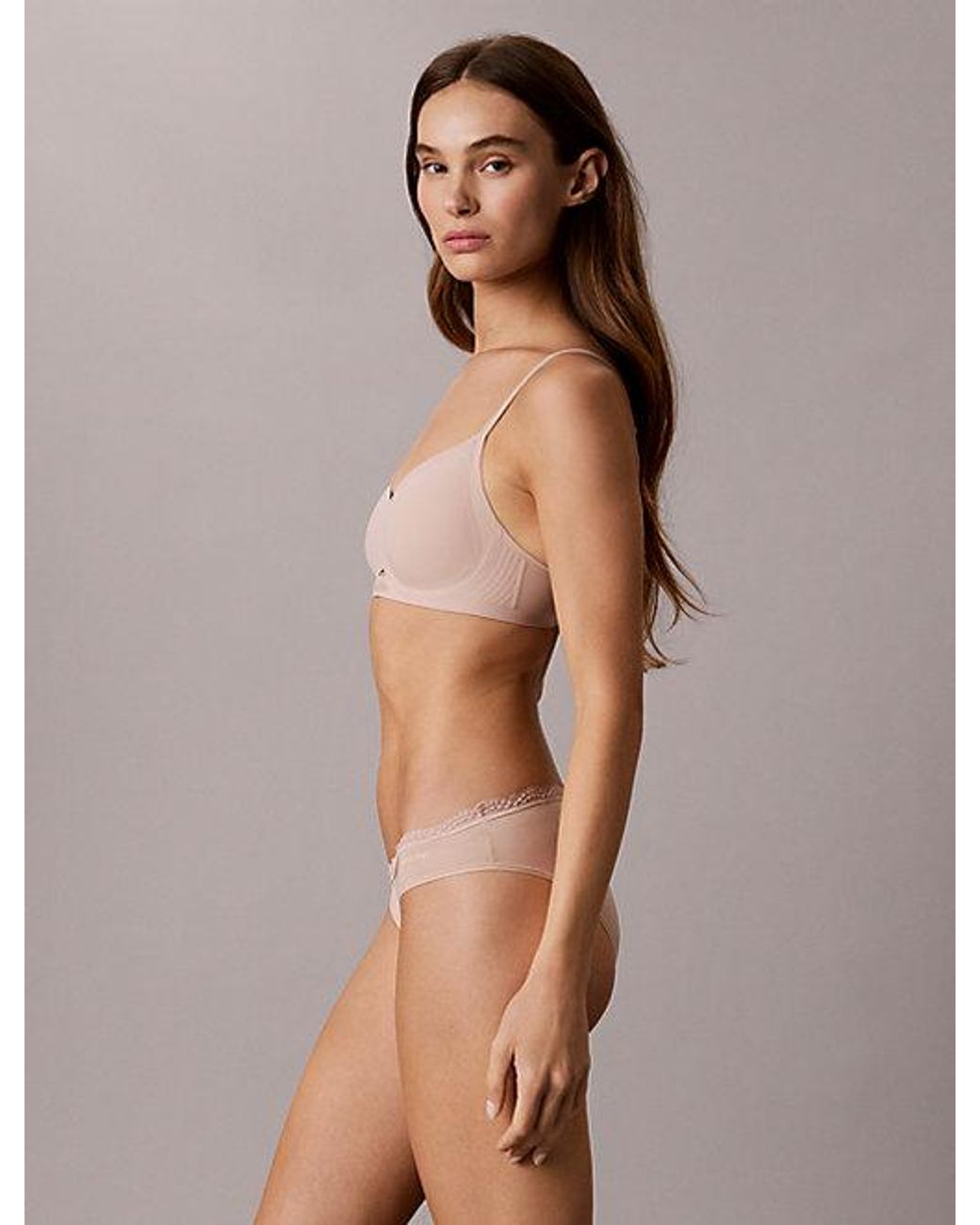 Calvin Klein Natural Bikini Briefs Microfibre Stretch With Lace