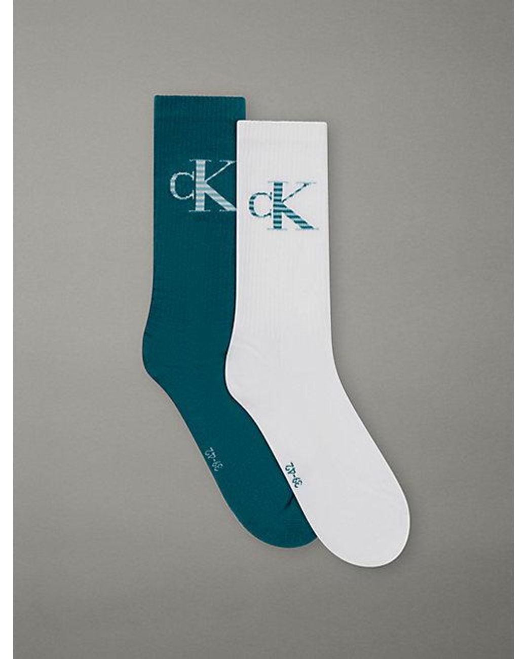 Calvin Klein Blue Jeans 2 Pack Soft Cotton Stretch Crew Socks for men