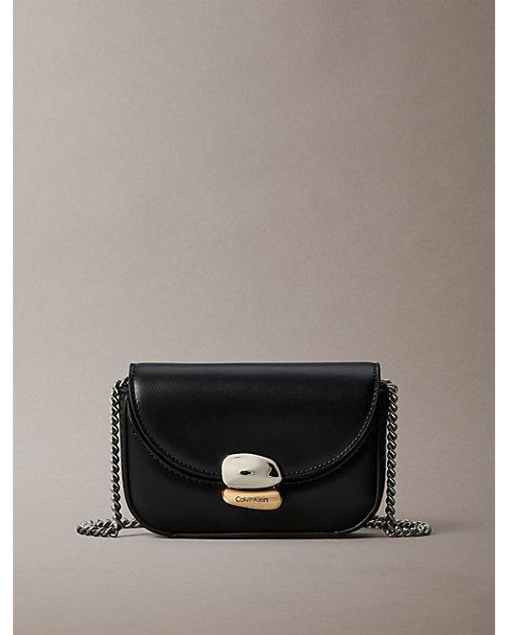 Calvin Klein Black Mini Leather Sculptural Wallet Bag