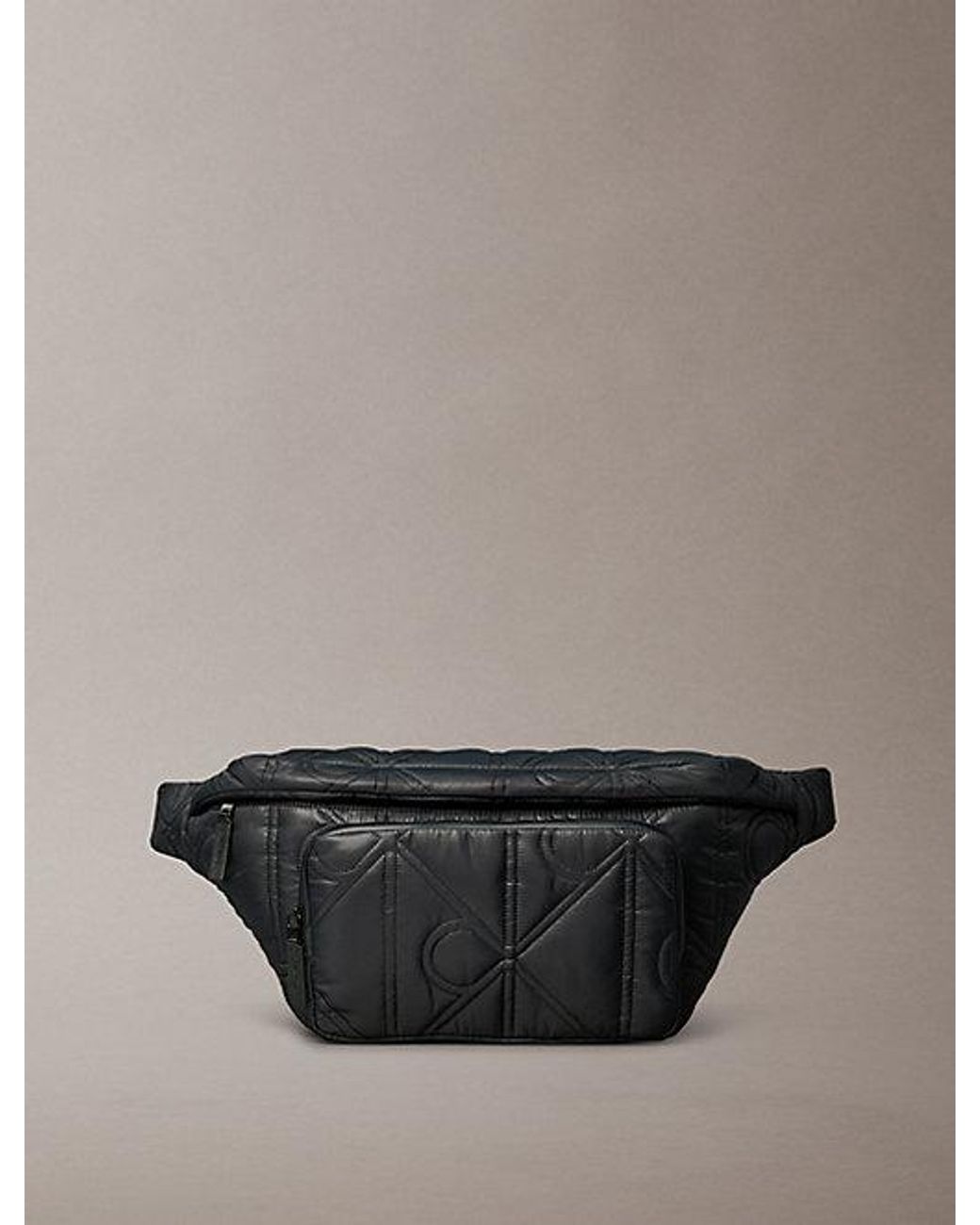Calvin Klein Gray Puffer Monogram Logo Sling Bag for men