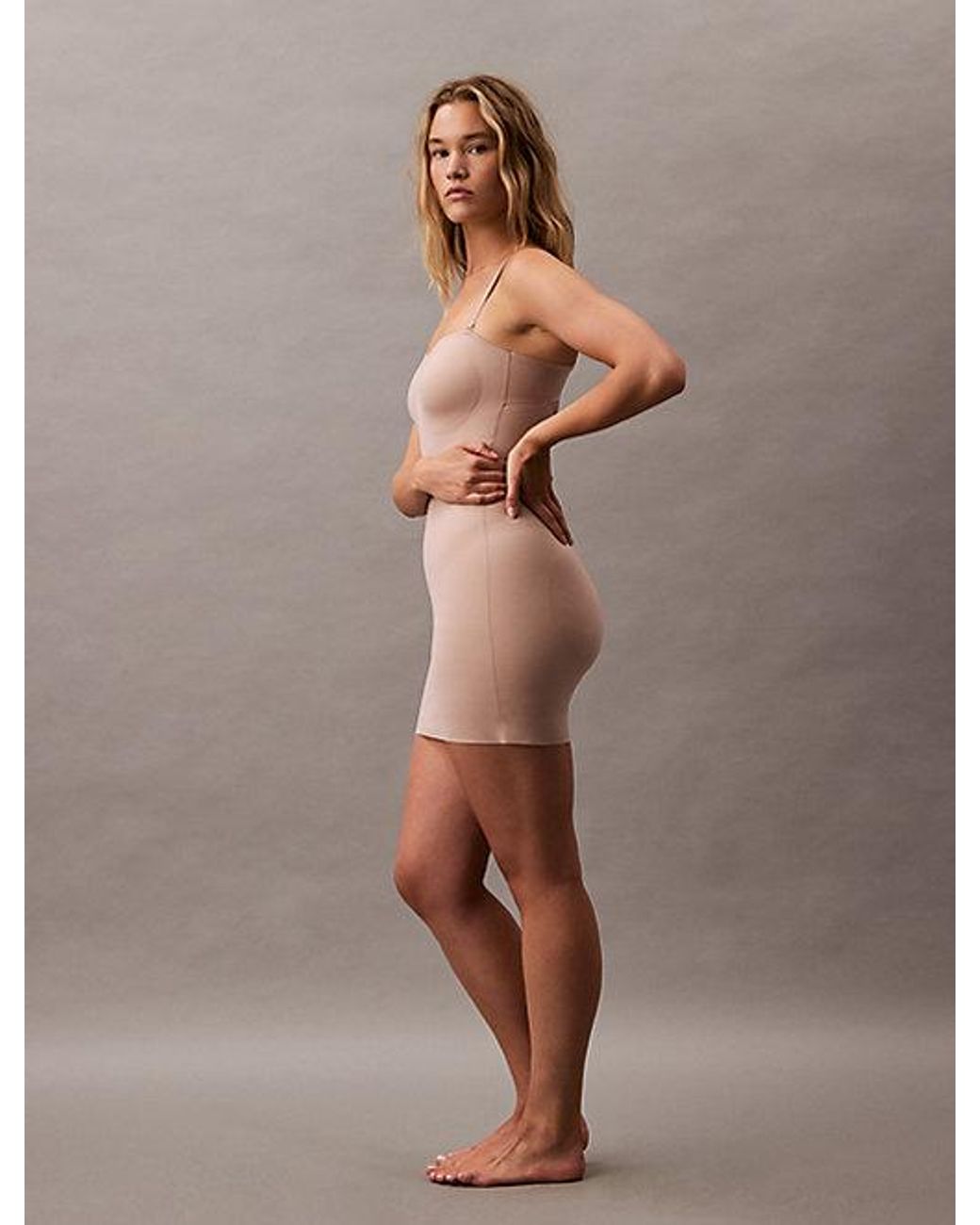 Calvin Klein Brown Shapewear Slip Dress Perfectly Fit Stay Put Stretch Shapewear