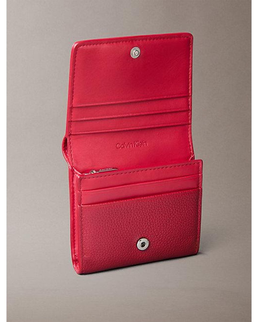 Calvin Klein Red Leather Rfid Monogram Wallet