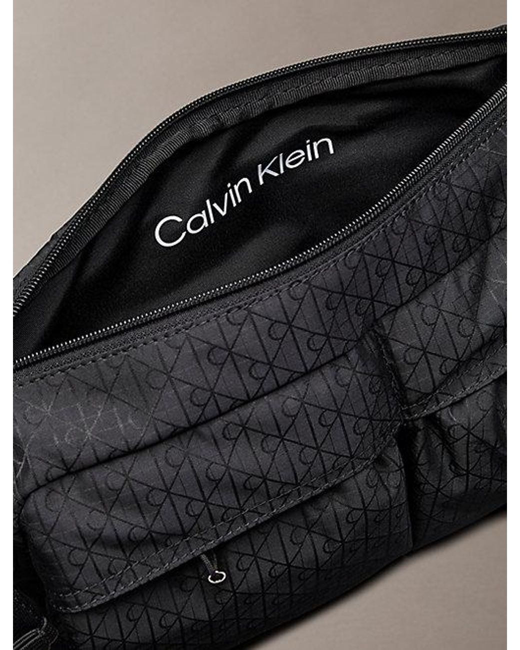 Calvin Klein Gray Water Repellent Ripstop Sling Bum Bag for men