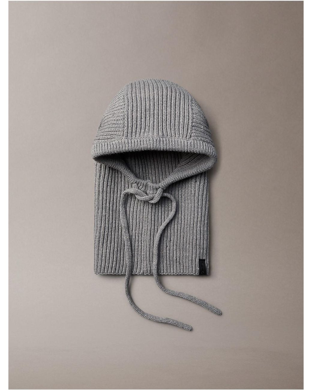 Calvin Klein Gray Ribbed Drawstring Balaclava for men