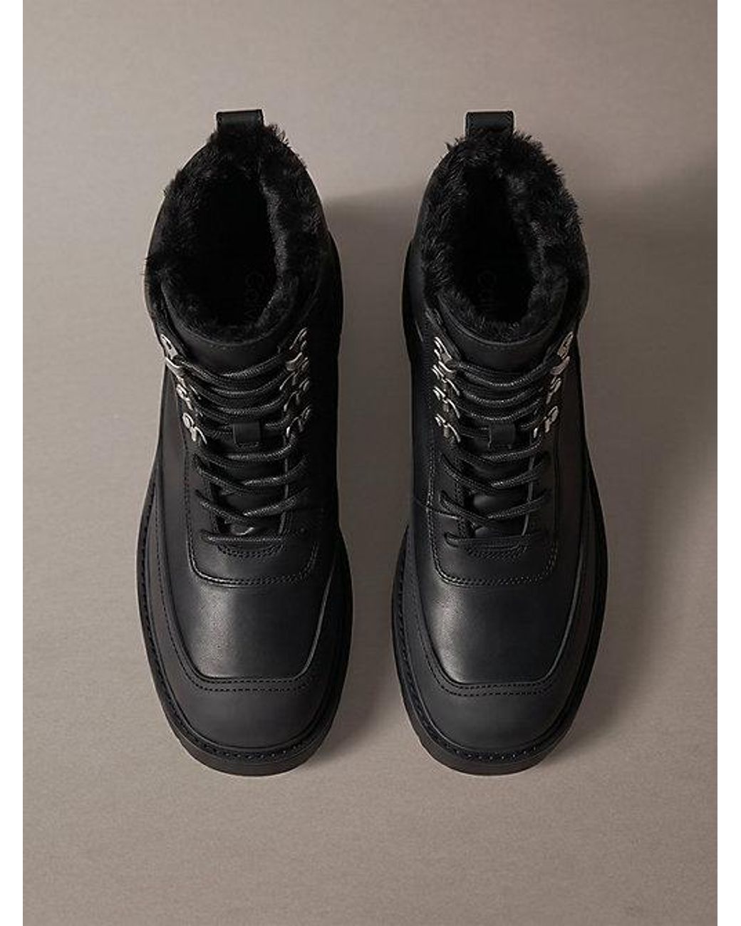 Calvin Klein Black Ck Bold Leather Hiking Boots