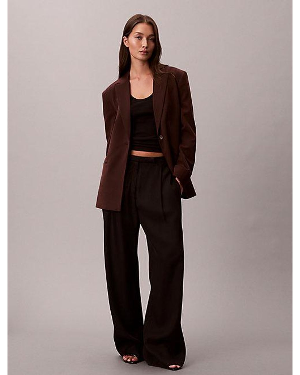 Calvin Klein Brown Soft Crepe Blazer