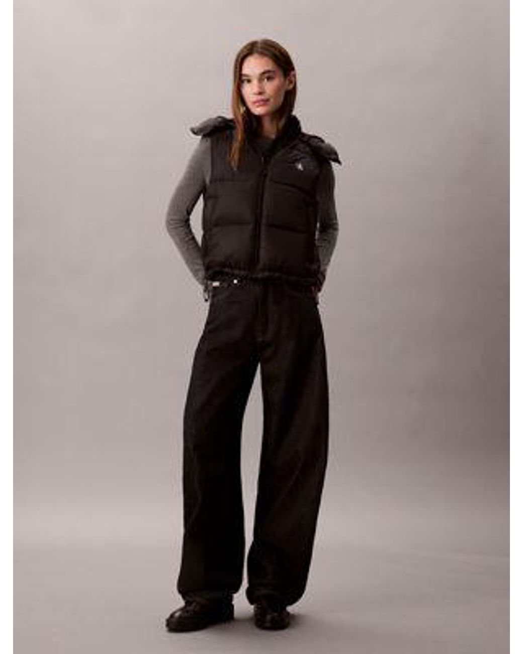 Chaleco de plumas con capucha holgado Calvin Klein de color Black
