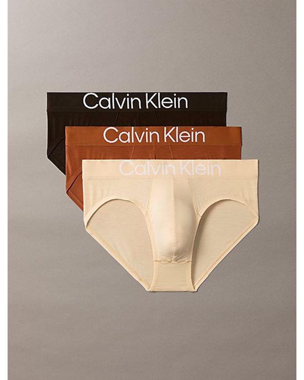 Calvin Klein Gray 3 Pack Hip Briefs Ultra Soft Cotton Lyocell for men