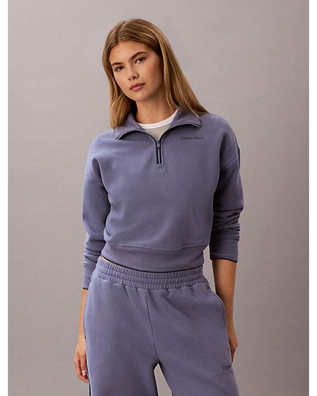 Calvin Klein Purple Sport French Terry 1 4 Zip Sweatshirt