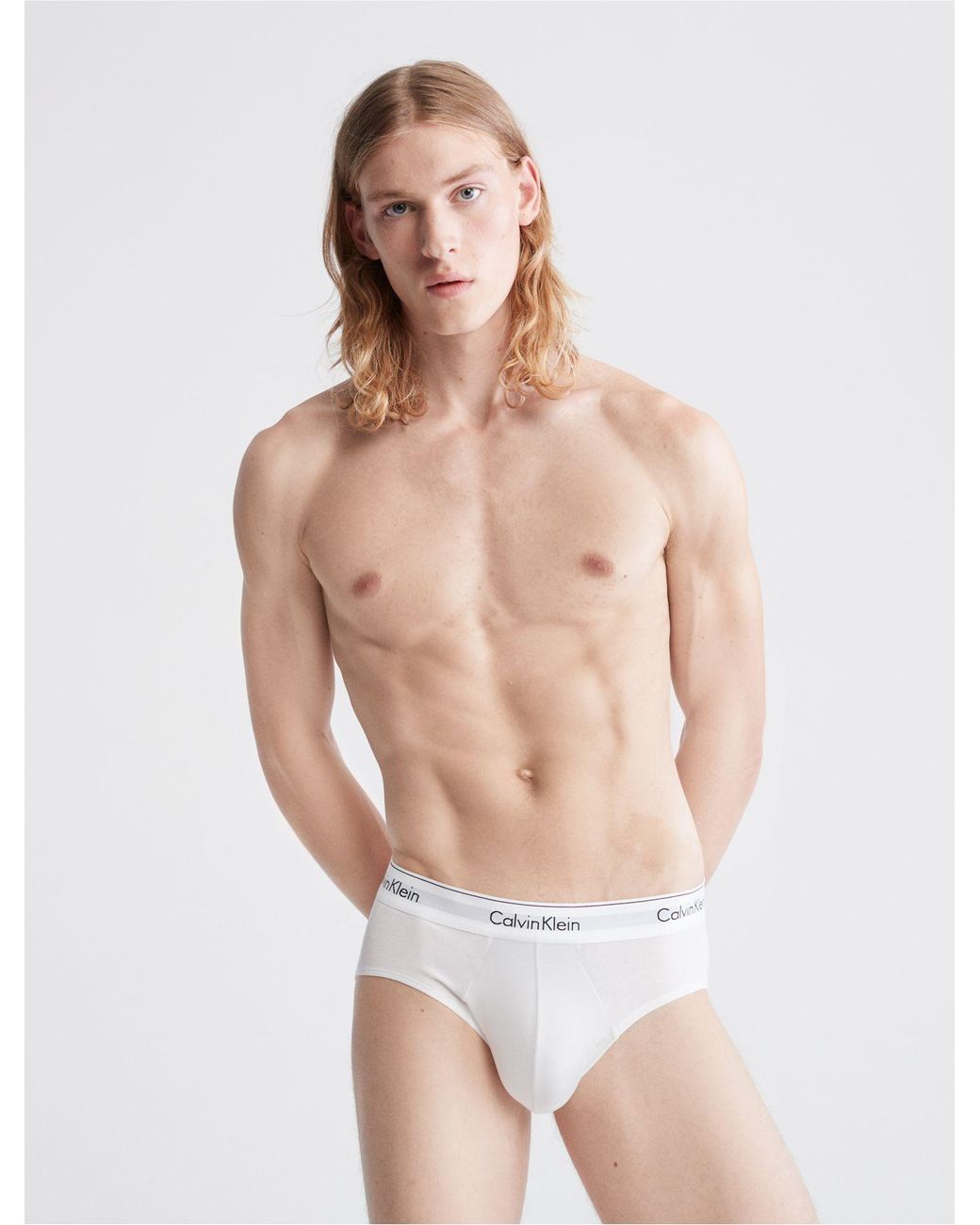 Calvin Klein Modern Cotton Stretch 3 Pack Hip Brief in White for Men | Lyst