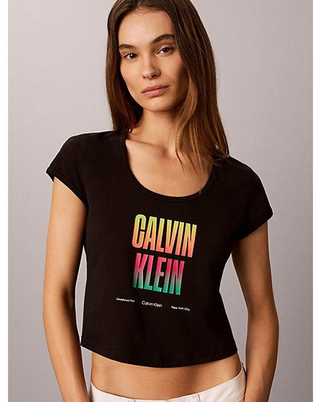 Calvin Klein Black Jeans Slim Stretch Logo T-Shirt Pride