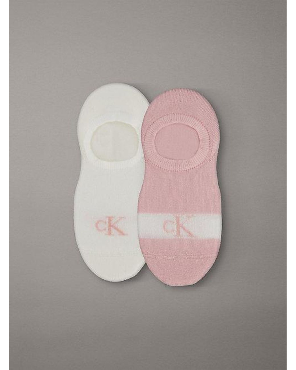 Calvin Klein Gray 2 Pack Glossy Stripe Invisible Socks