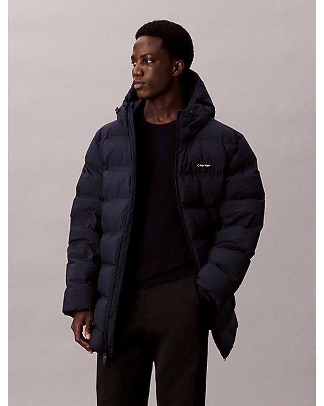 Calvin Klein Blue Channelled Down Puffer Coat for men