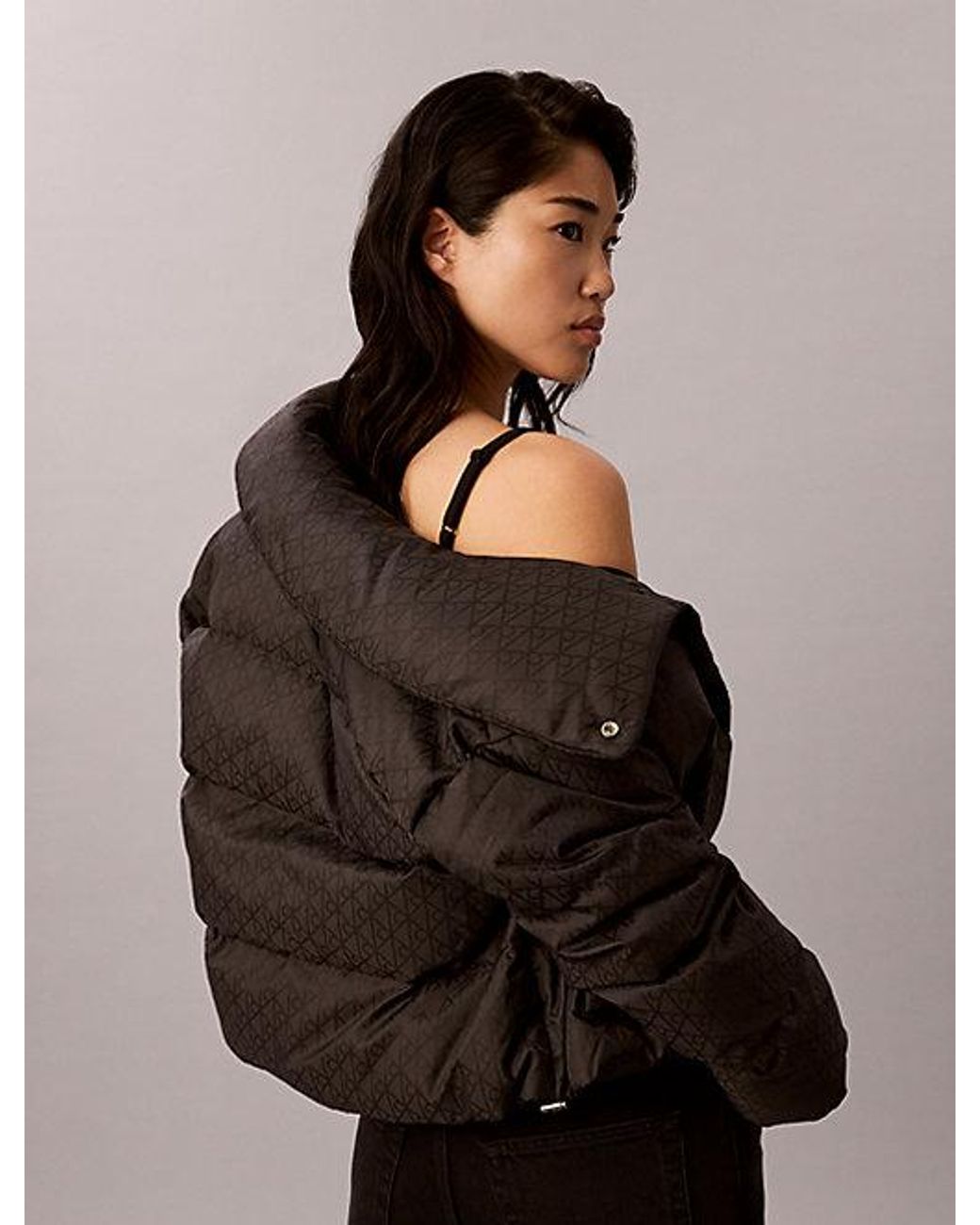 Calvin Klein Multicolor Jeans All Over Logo Down Puffer Jacket