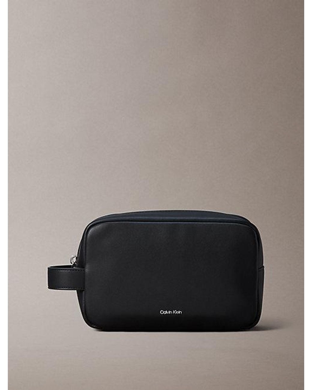 Calvin Klein Gray Signature Logo Wash Bag for men