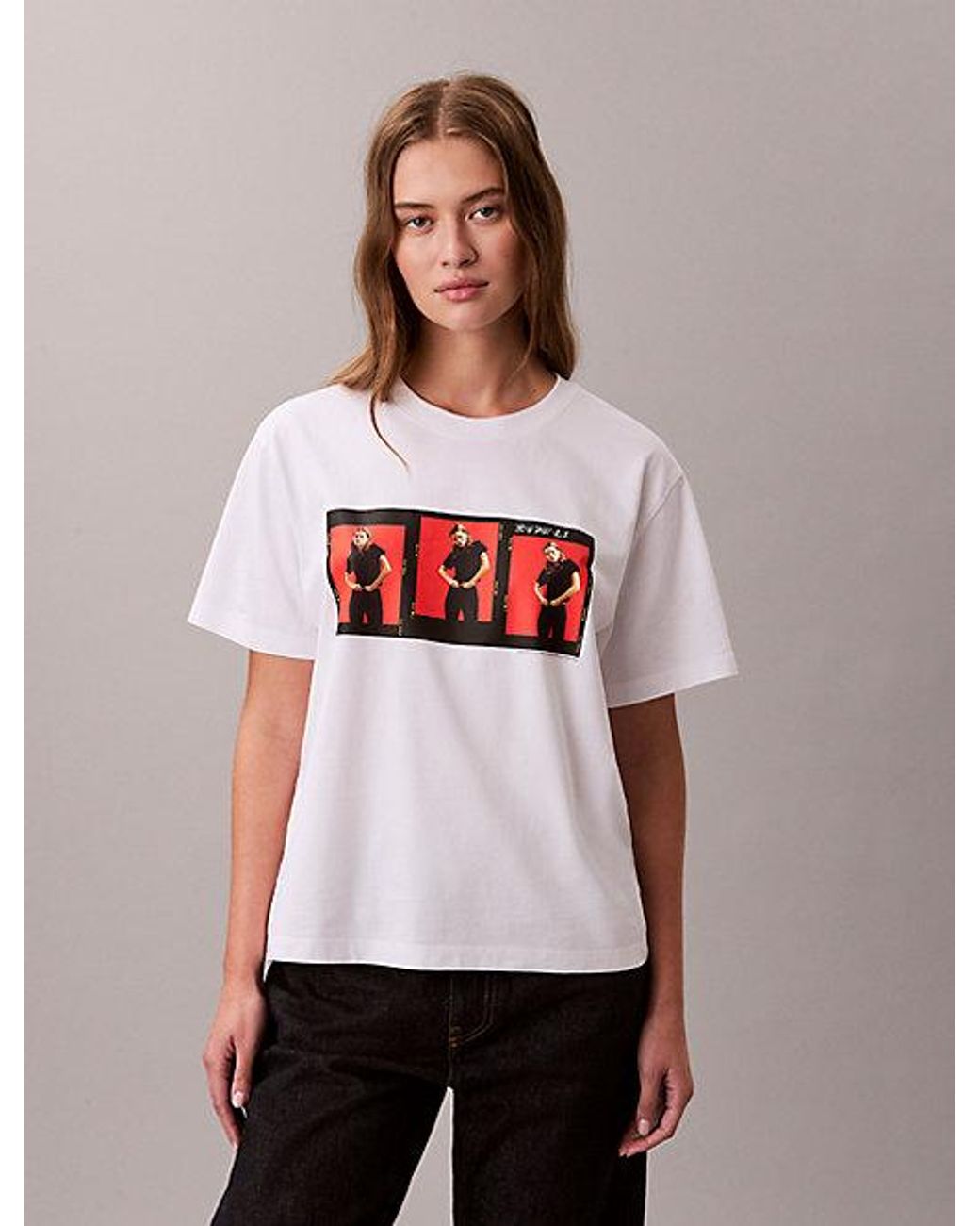 Calvin Klein White Kate Moss Graphic Boxy T-Shirt