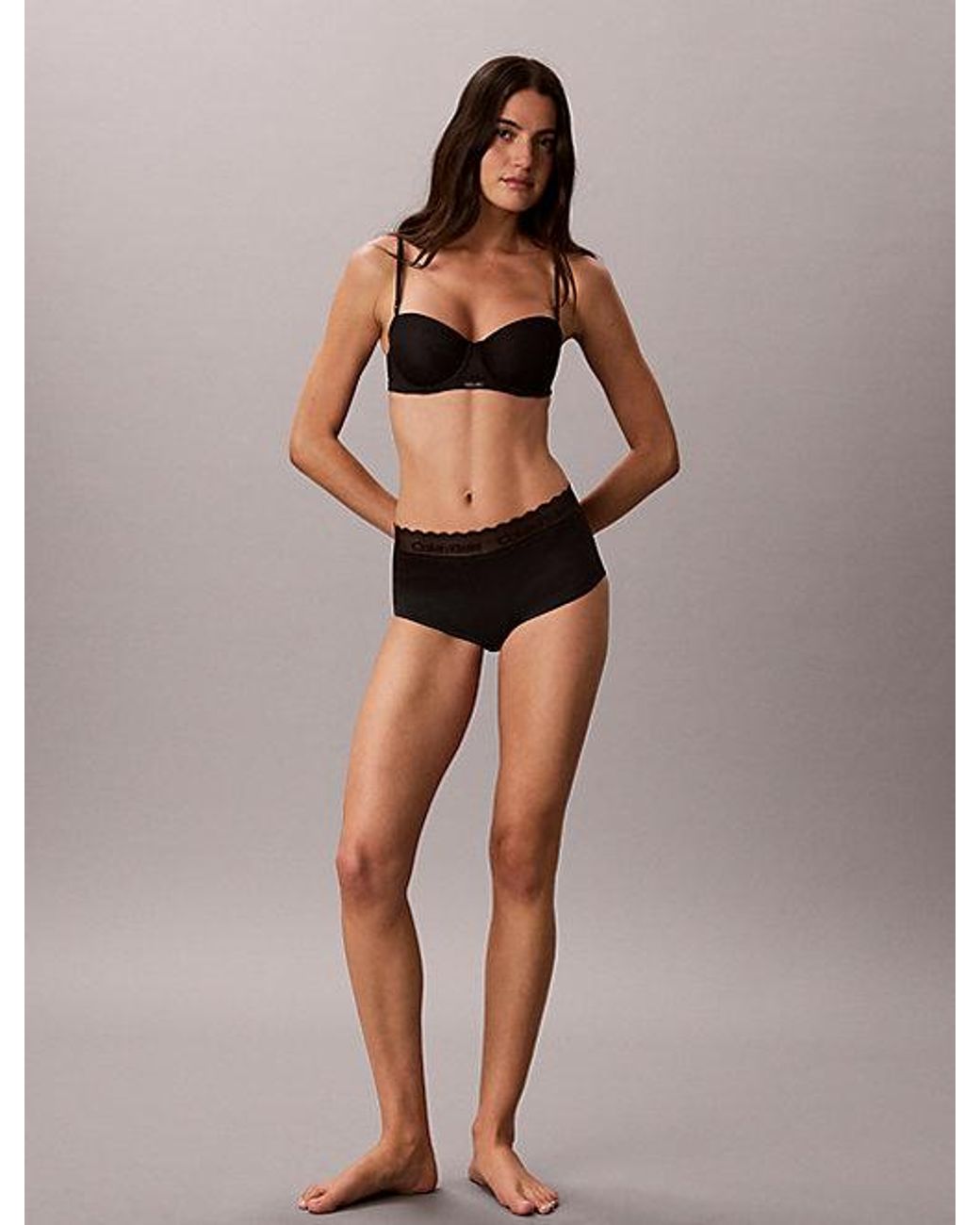Calvin Klein Black Boy Shorts Cotton Lace