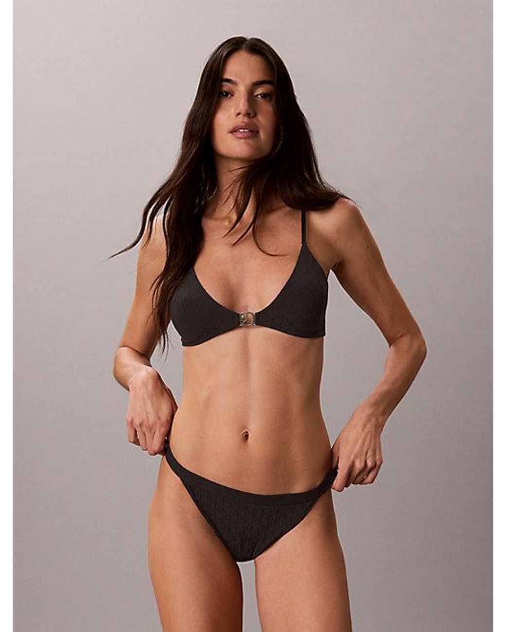 Calvin Klein Brown String Thong Minimalist Emblem