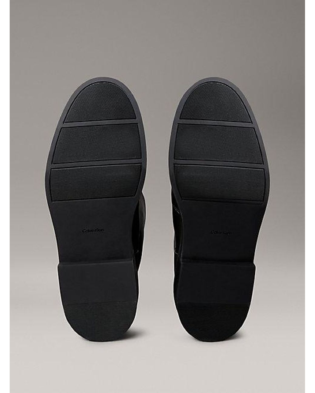 Calvin Klein Black Lederboots Mit Blockabsatz