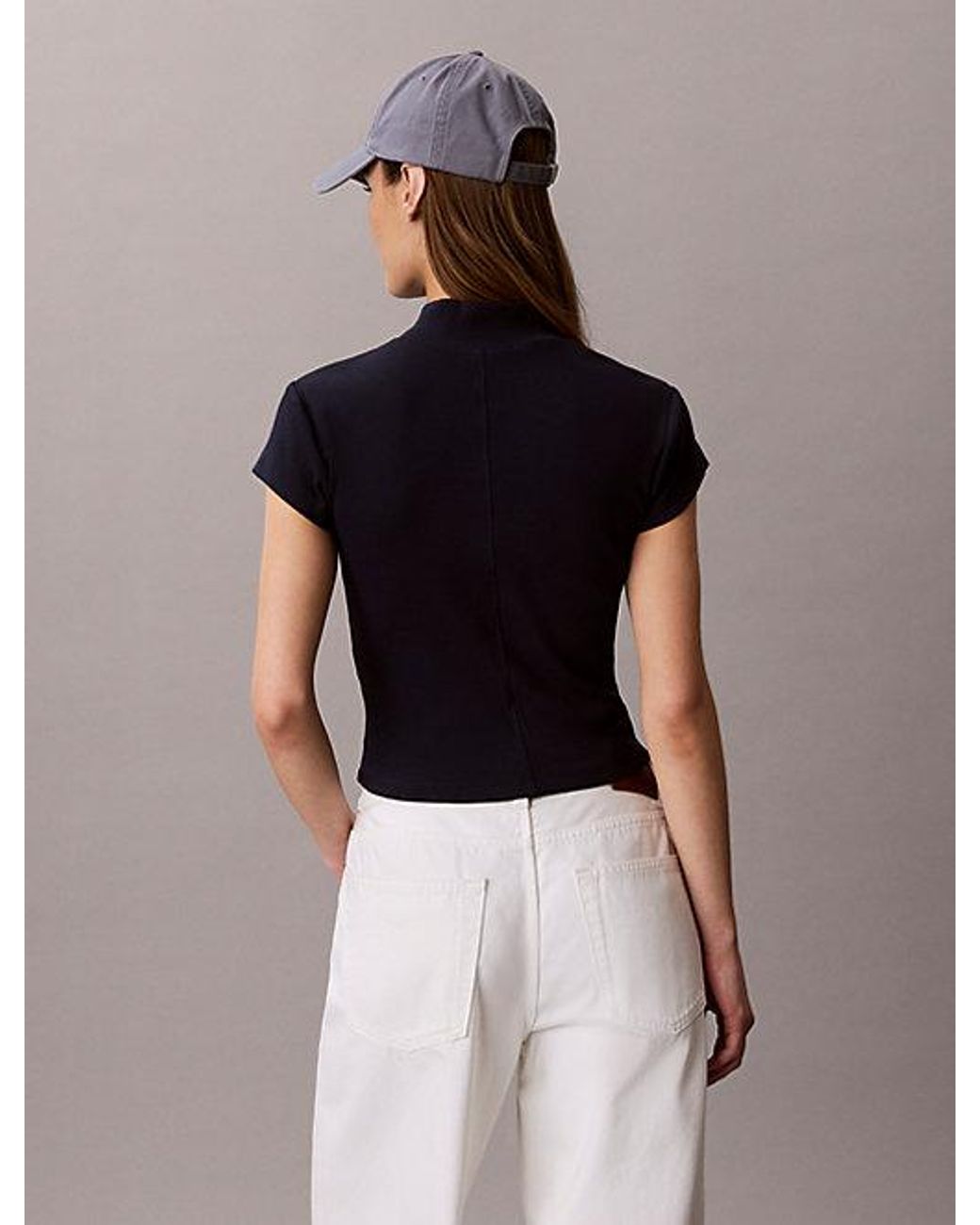Calvin Klein Blue Jeans Monologo Patch Rib Zip Top