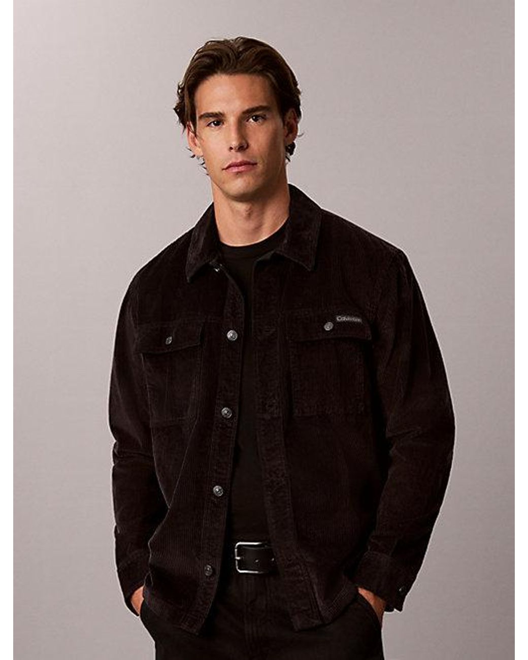 Calvin Klein Black Jeans Relaxed Corduroy Shirt Jacket for men