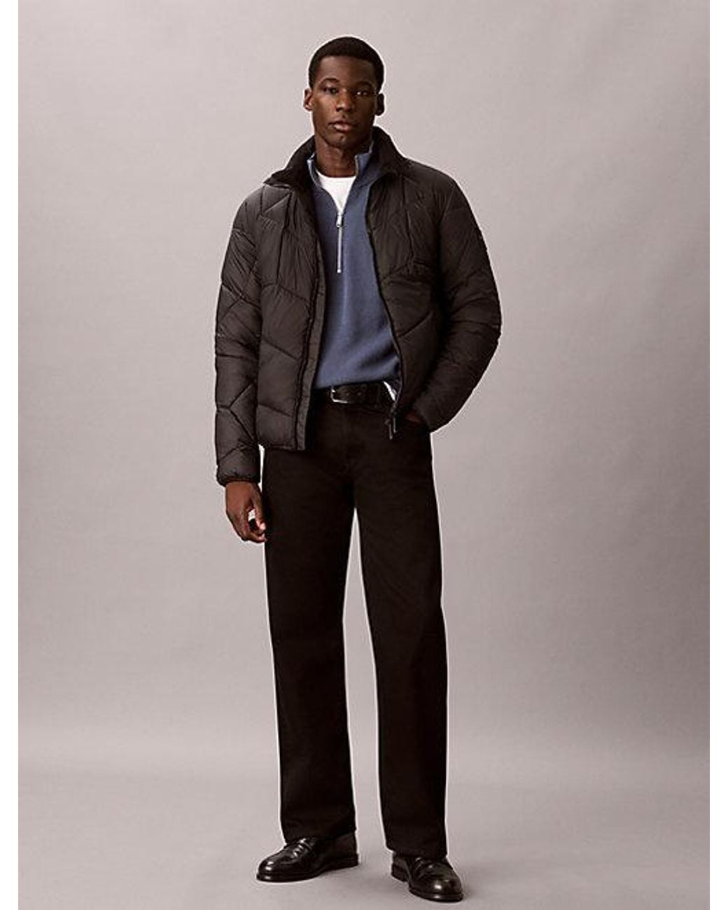 Calvin Klein Blue Jeans Waffle Cotton Half Zip Jumper for men