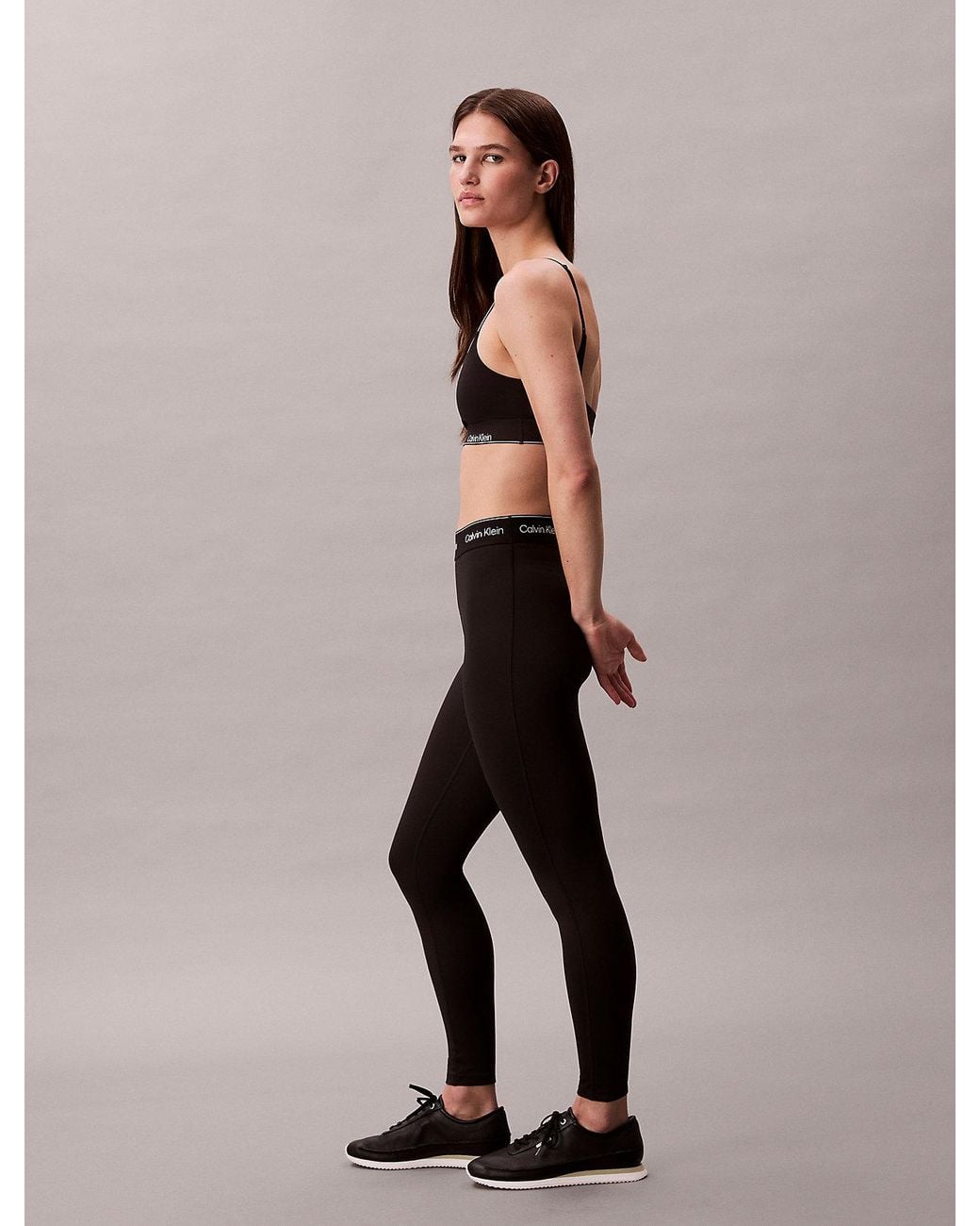 Legging Da Palestra 7/8 A Vita Alta Ad Asciugatura Rapida di Calvin Klein in Black