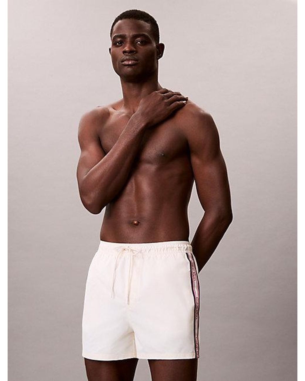 Calvin Klein Natural Short Drawstring Swim Shorts Ck Icon for men