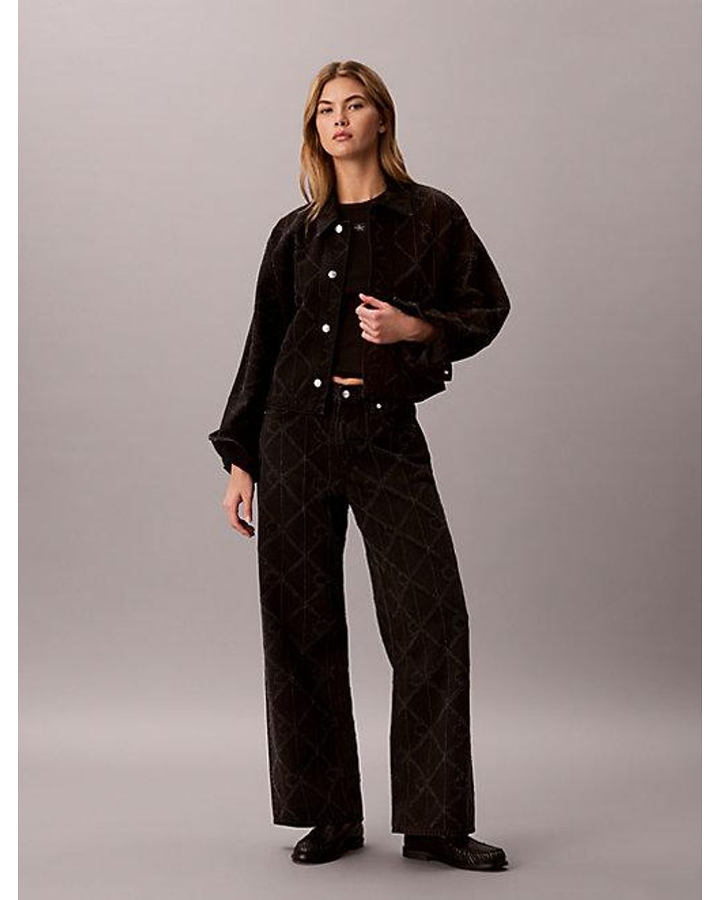Calvin Klein Black Jeans All Over Logo Denim Jacket