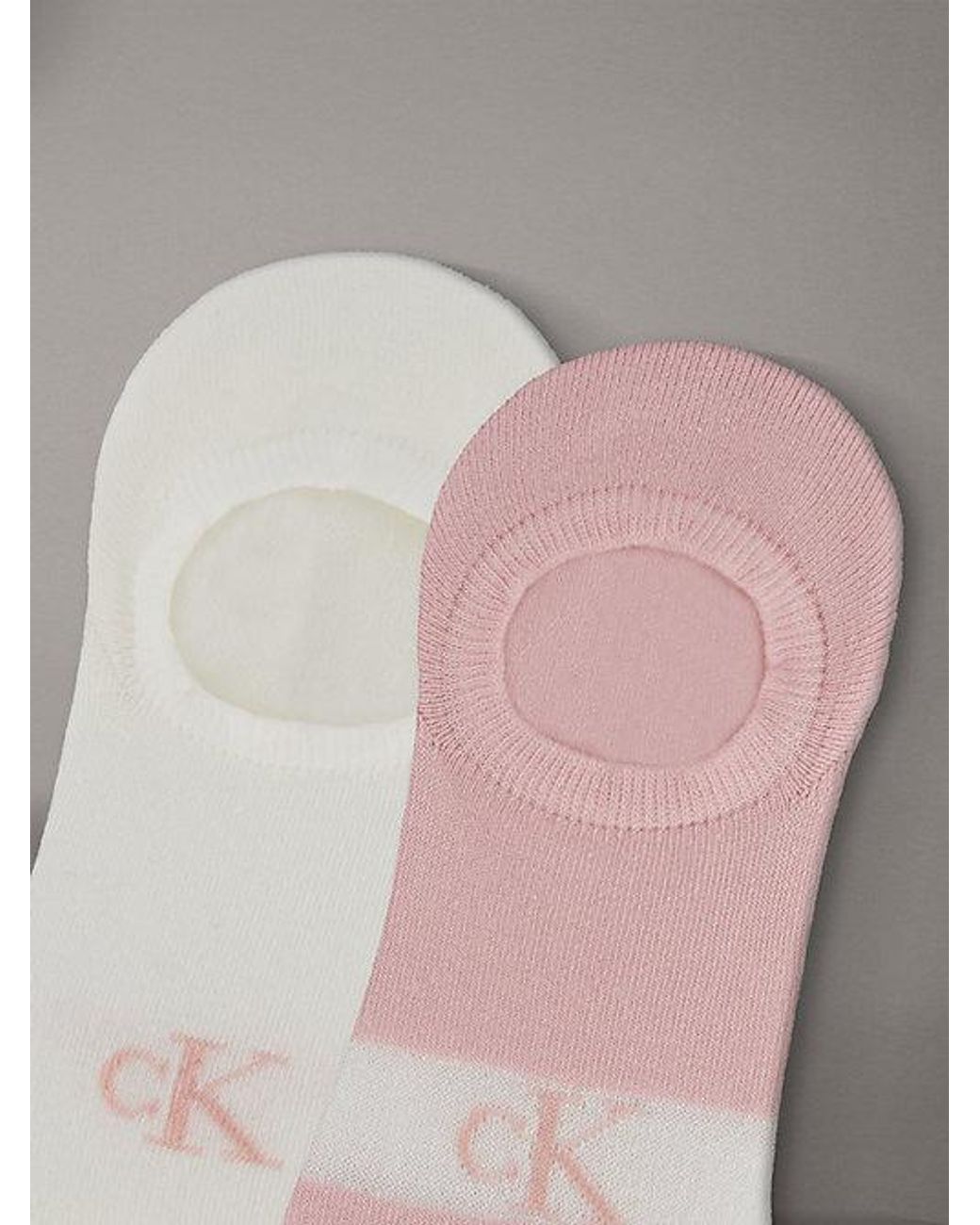Calvin Klein Gray 2 Pack Glossy Stripe Invisible Socks