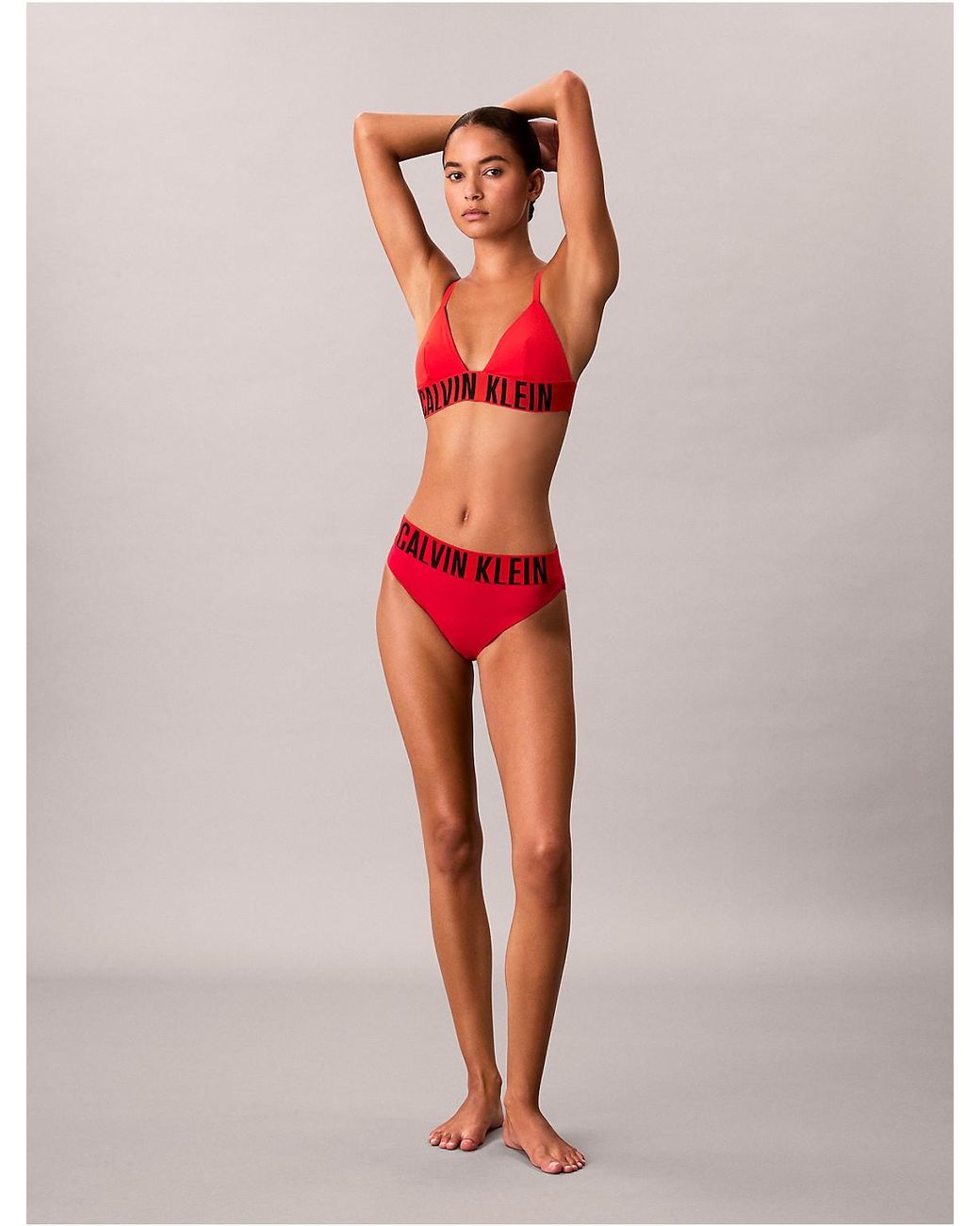 Calvin Klein Red Triangle Bikini Top Intense Power
