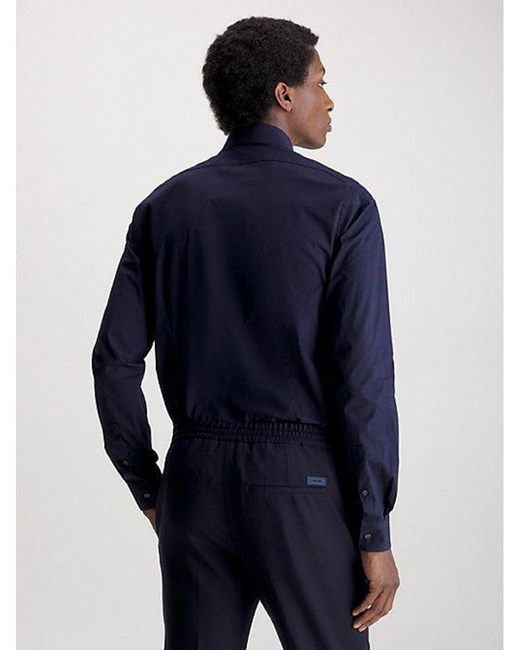 Calvin Klein Blue Slim Poplin Dress Shirt for men