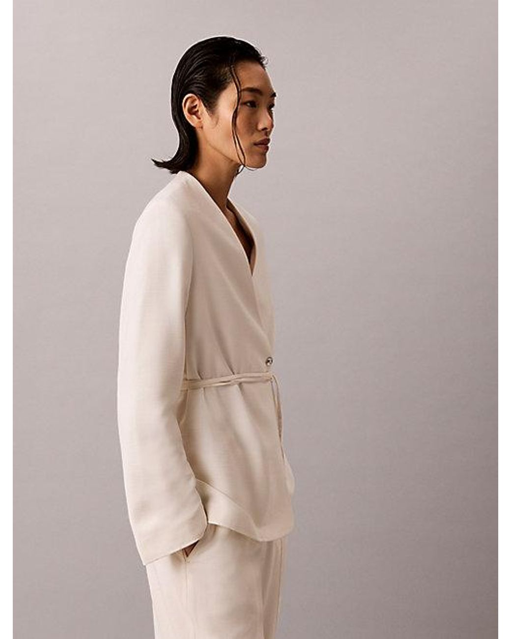 Calvin Klein Blazer Met Structuurglans in het Natural