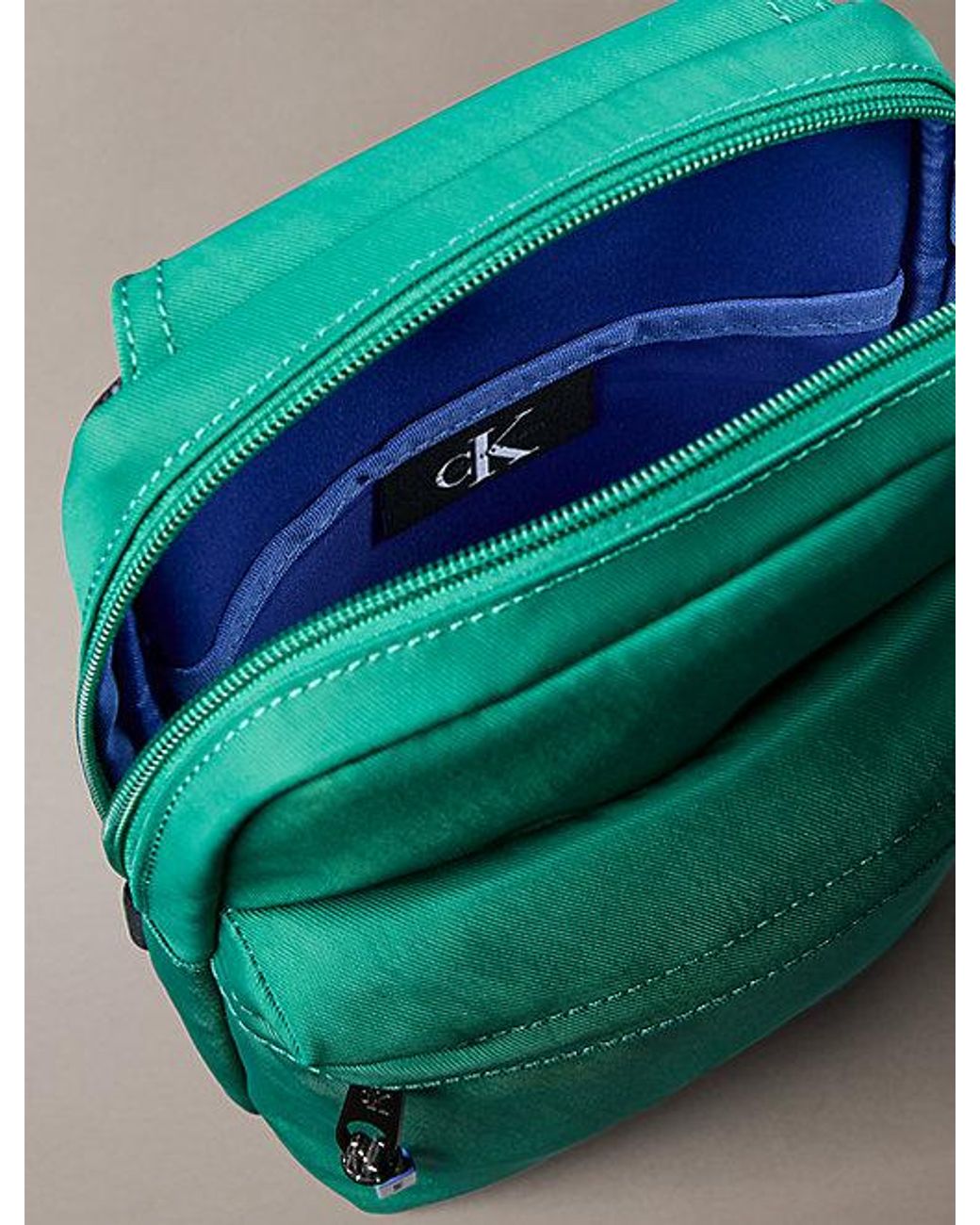 Calvin Klein Green Nylon Signature Logo Sling Bag for men