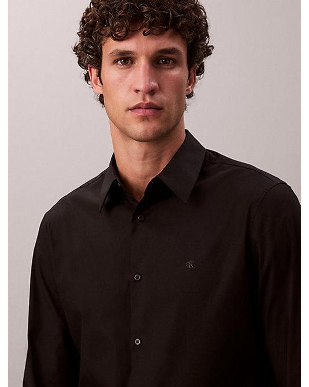 Calvin Klein Black Slim Stretch Button Down Shirt for men
