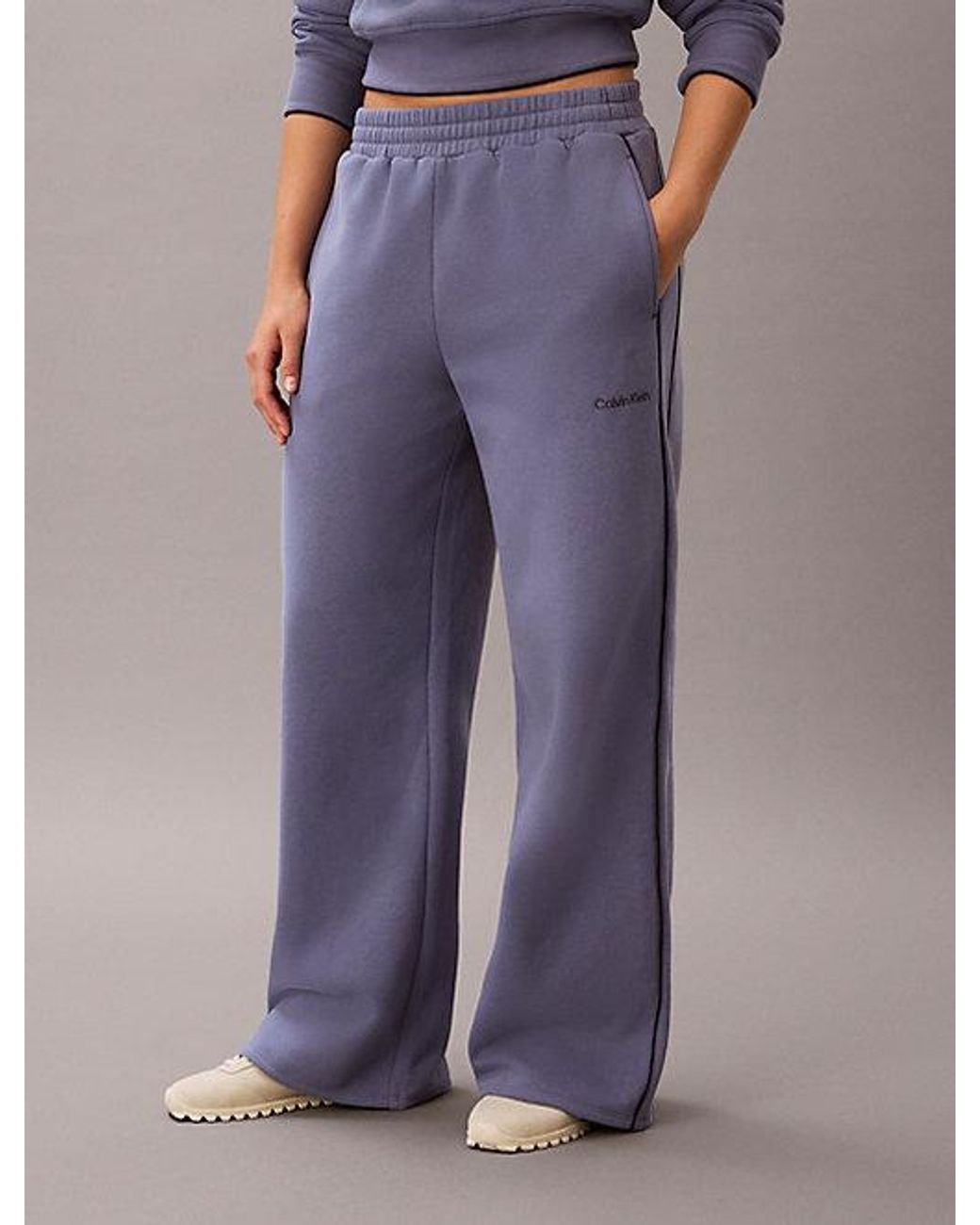Calvin Klein Purple Sport French Terry Wide Leg Sweatpants