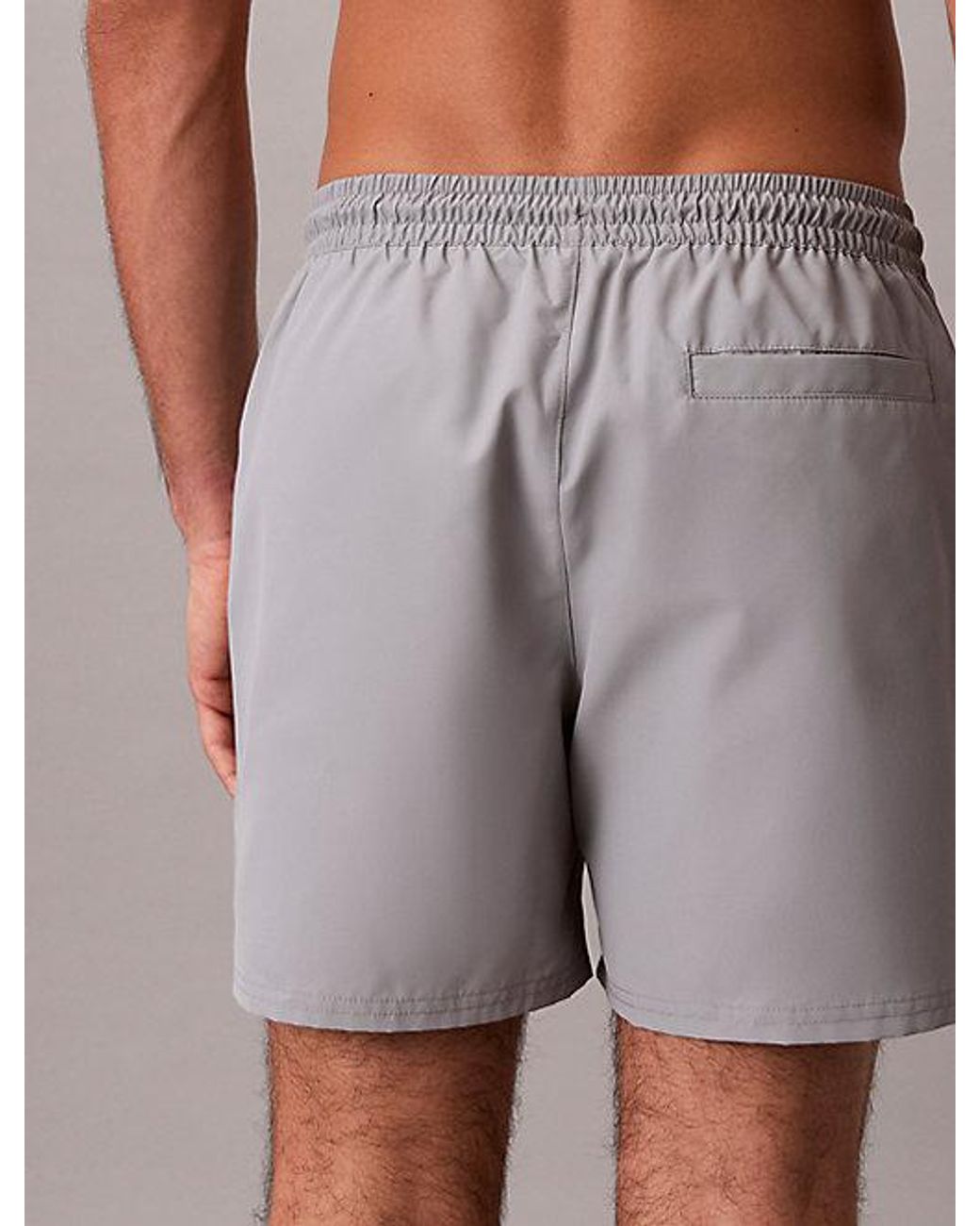 Calvin Klein Gray Medium Drawstring Swim Shorts Ck Monogram for men