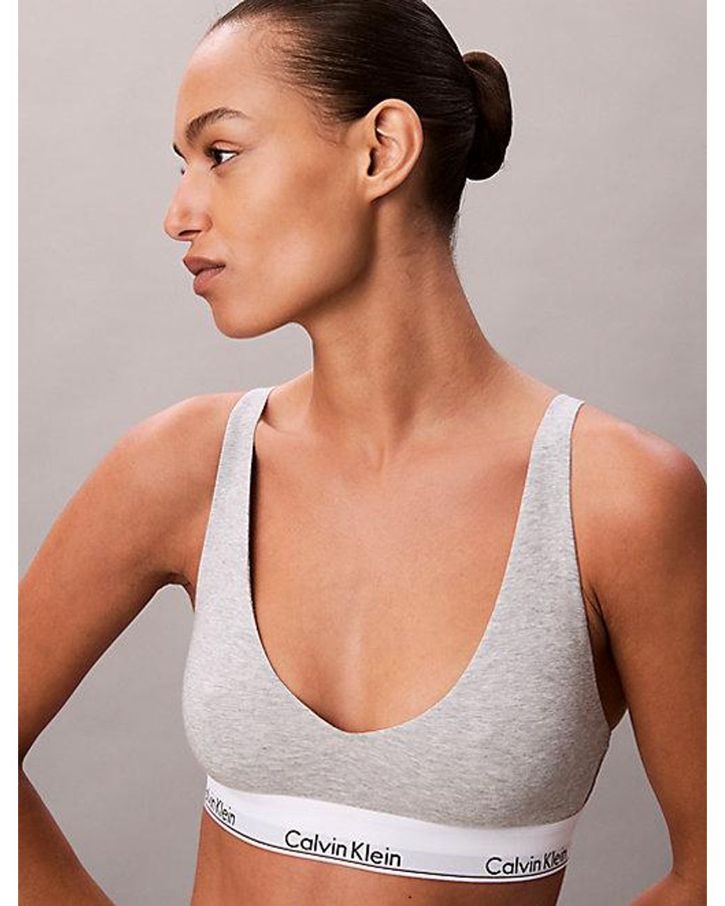 Calvin Klein White Unlined Triangle Bralette Icon Cotton Modal