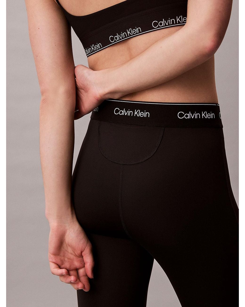 Legging Da Palestra 7/8 A Vita Alta Ad Asciugatura Rapida di Calvin Klein in Black