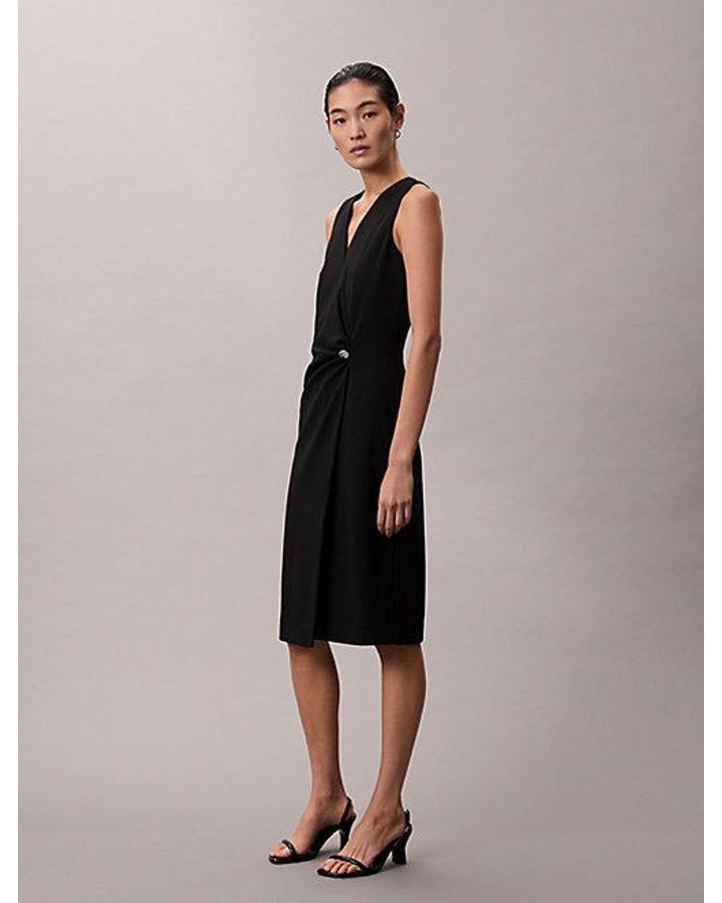 Calvin Klein Black Stretch Crepe Sleeveless Dress