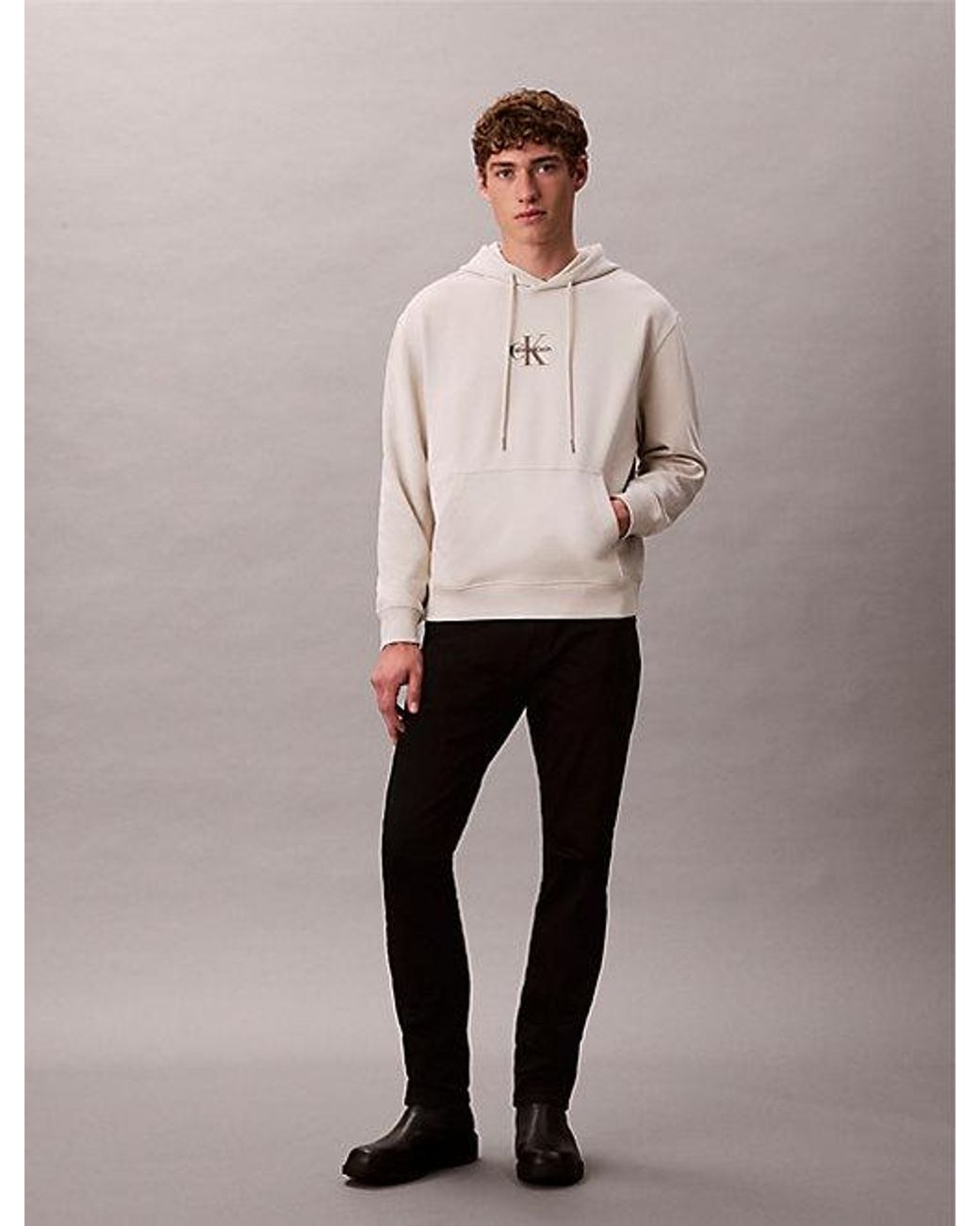 Calvin Klein Natural Jeans Cotton Terry Monogram Hoodie for men