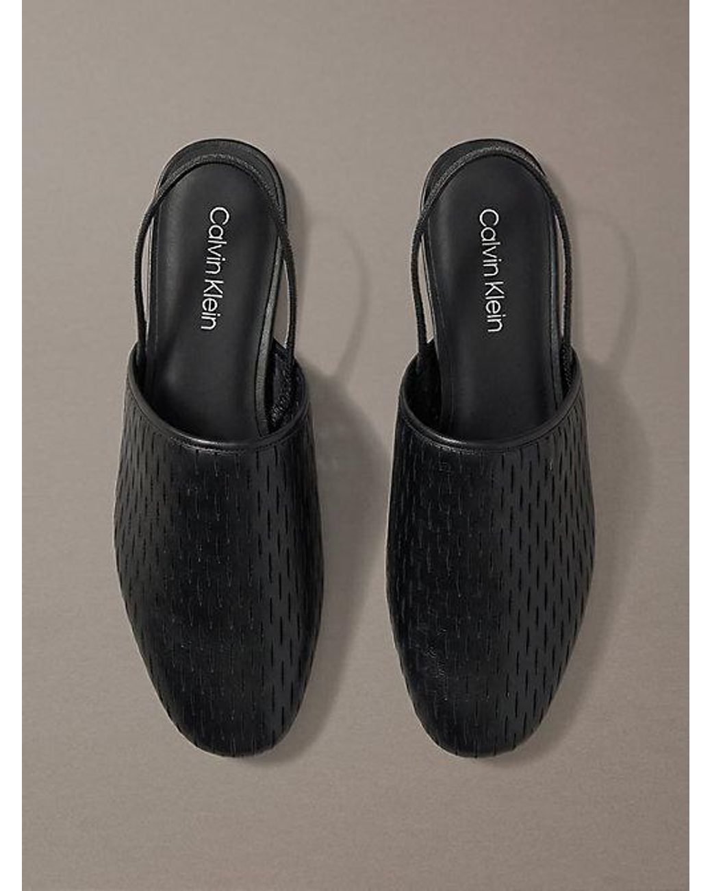 Calvin Klein Brown Leather Slingback Mules