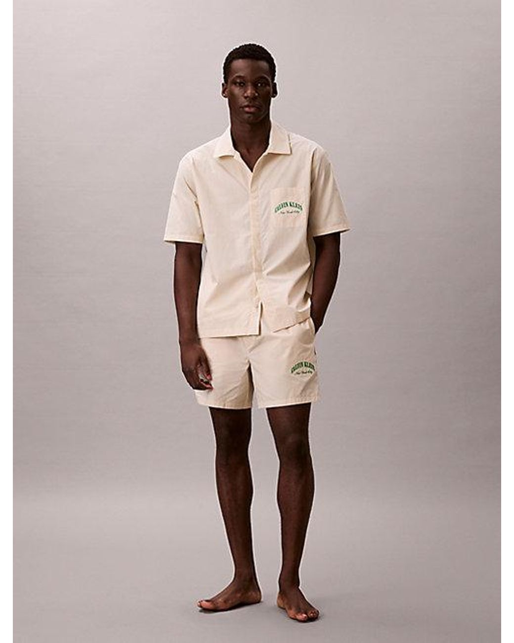 Calvin Klein Natural Logo Pyjama Top Heritage Cotton Poplin for men