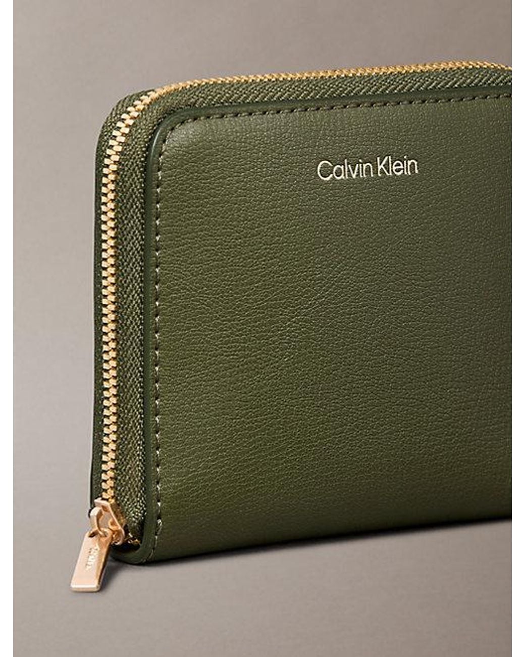 Calvin Klein Green Foil Logo Zip Wallet