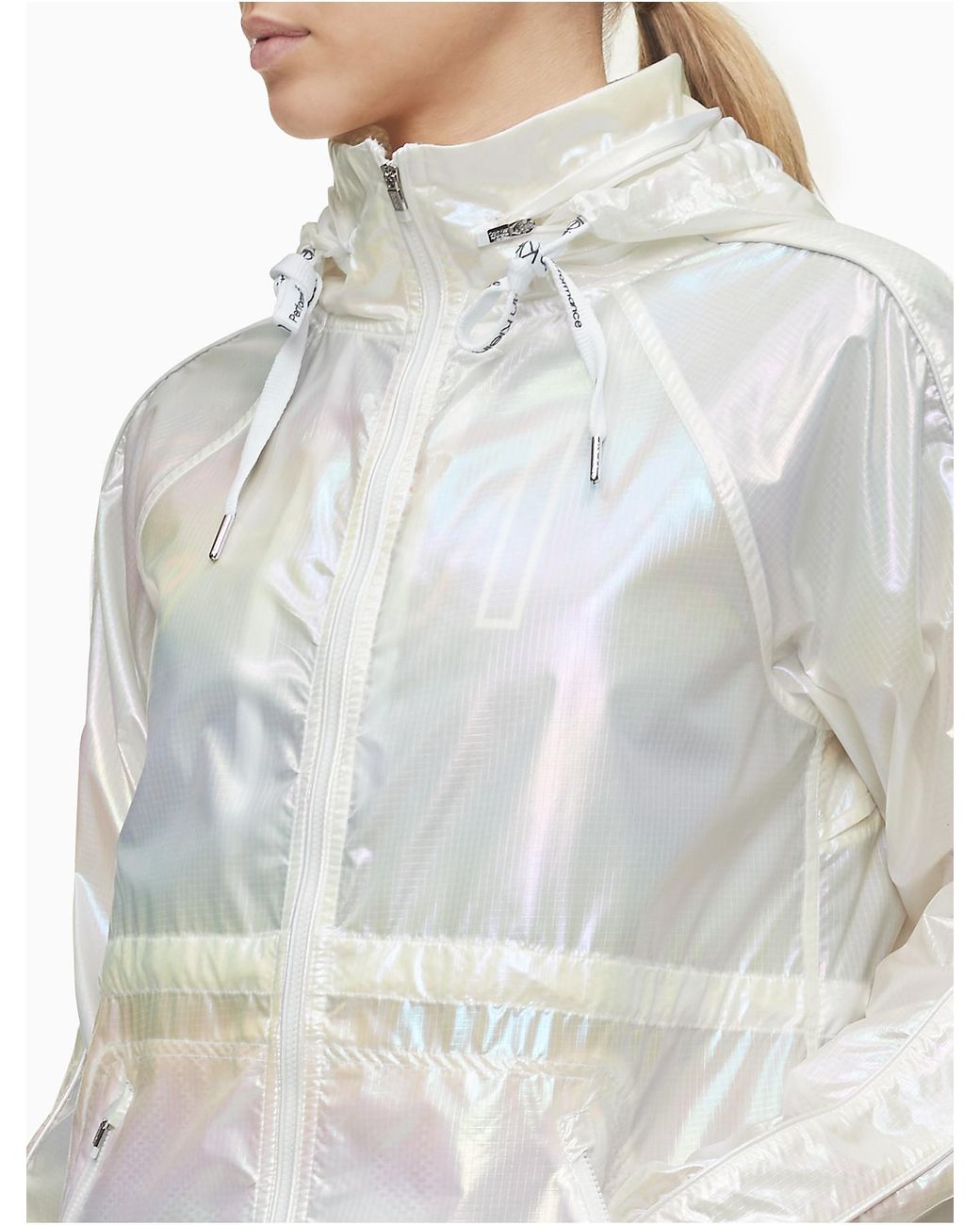 Iridescent hooded puffer jacket calvin klein Clearance